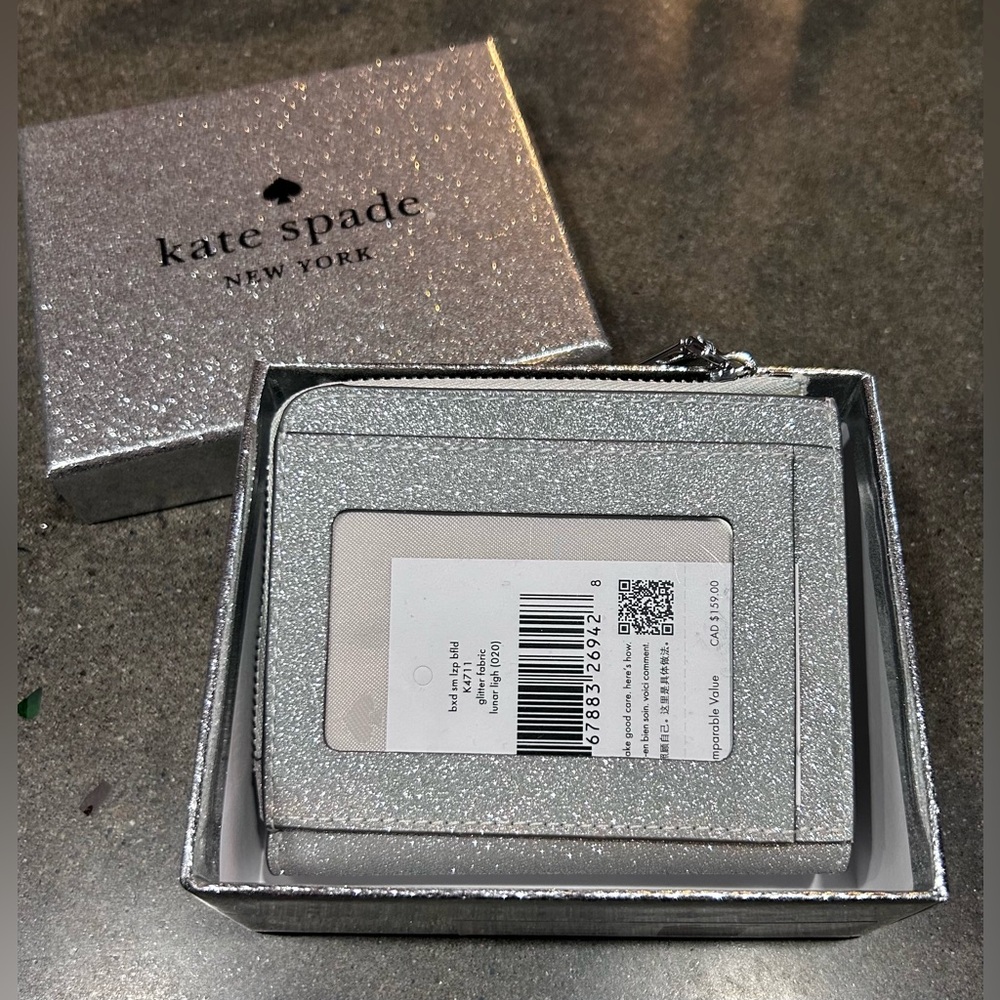 Kate Spade Small Billfold Silver Glitter Wallet - Picture 3 of 10
